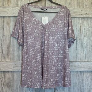 BloomChic Muave Floral Short Sleeve V Neck Top NWT Sz 18/20